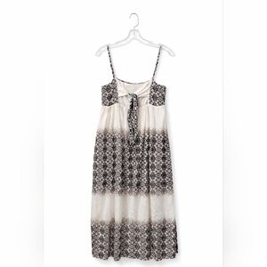 Lauren Vidal Boho Black and White Floral Maxi Dress Size Large